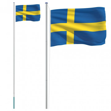 Steag Suedia și stâlp din aluminiu, 6,23 m - Img 2