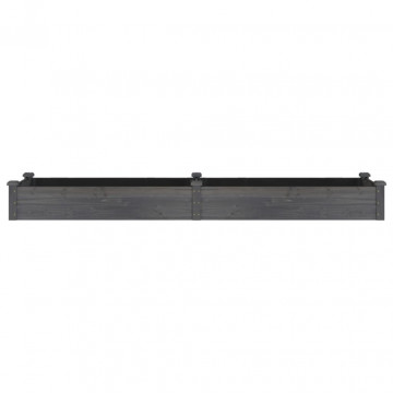 Strat grădină înălțat cu căptușeală gri 240x60x25 cm, lemn brad - Img 4
