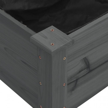 Strat grădină înălțat cu căptușeală gri 240x60x25 cm, lemn brad - Img 6