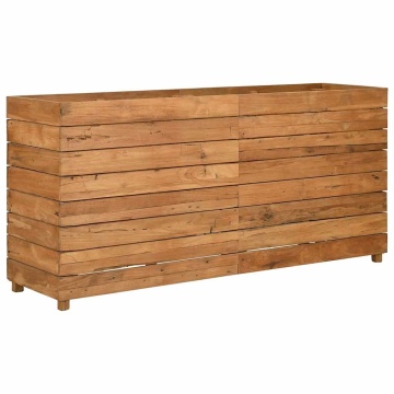 Strat înălțat, 150x40x72 cm, lemn de tec reciclat și oțel - Img 2