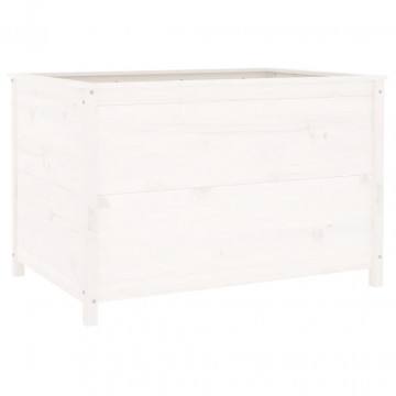 Strat înălțat de grădină, alb, 119,5x82,5x78 cm, lemn masiv pin - Img 5