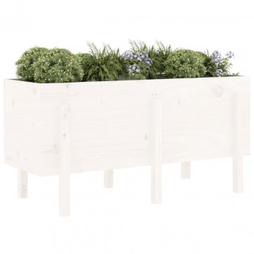 Strat înălțat de grădină, alb, 121x50x57 cm, lemn masiv de pin - Img 3