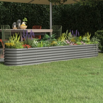 Strat înălțat grădină gri 260x40x36cm oțel vopsit electrostatic - Img 1