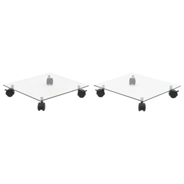 Suport cu role de plante, 2 buc, 35x35 cm, sticlă securizată - Img 1
