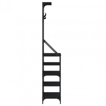 Suport de haine cu raft de pantofi, negru, 70x34x184 cm - Img 8