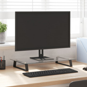 Suport de monitor, negru, 60x35x8 cm, sticlă securizată/ metal - Img 1