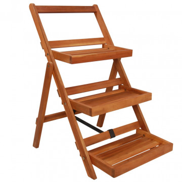 Suport de plante, 3 niveluri, 50x63x80 cm, lemn masiv de acacia - Img 1