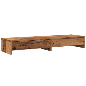 Suport monitor cu sertare lemn vechi 100x27x15cm lemn prelucrat - Img 2