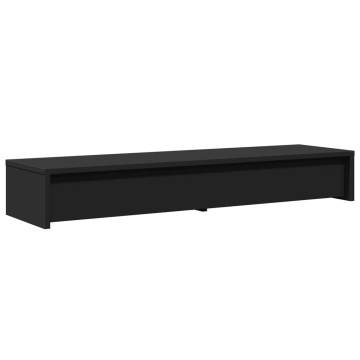 Suport monitor cu sertare, negru, 100x27x15 cm, lemn prelucrat - Img 6