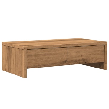 Suport monitor cu sertare, stejar artizanal, 50x27x15 cm, lemn - Img 2