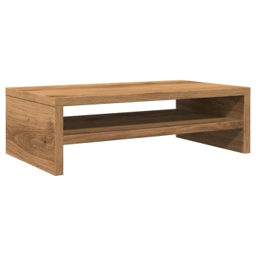 Suport monitor, stejar artizanal, 42x24x13 cm, lemn prelucrat - Img 2