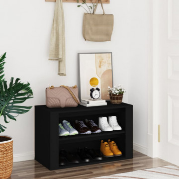 Suport pantofi, negru, 75x35x45 cm, lemn prelucrat - Img 1