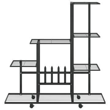 Suport pentru flori cu roți, 94,5x25x92,5 cm, negru, metal - Img 3