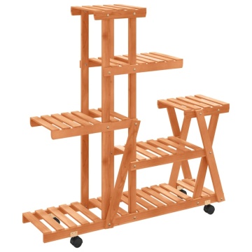 Suport pentru flori cu roți, 95x25x101 cm, lemn masiv de brad - Img 2