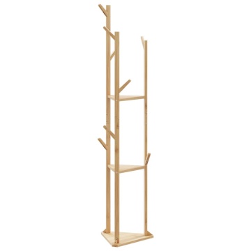 Suport pentru haine cu cârlige și rafturi 39x33x166 cm bambus - Img 1
