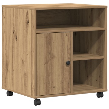 Suport pentru imprimantă cu roți Stejar Artisan 60x50x67 cm - Img 2