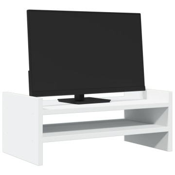 Suport pentru monitor, alb, 50x27x20 cm, lemn prelucrat - Img 3