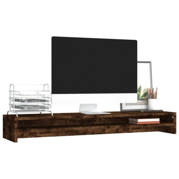 Suport pentru monitor stejar fumuriu 100x24x13cm lemn prelucrat - Img 3
