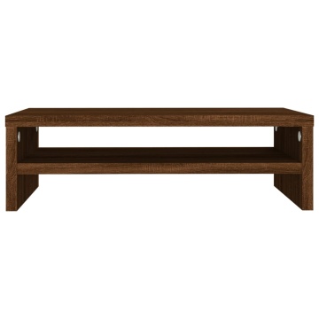 Suport pentru monitor stejar maro 42x24x13 cm lemn prelucrat - Img 4