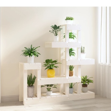 Suport pentru plante, alb,92x25x97 cm, lemn masiv de pin - Img 3