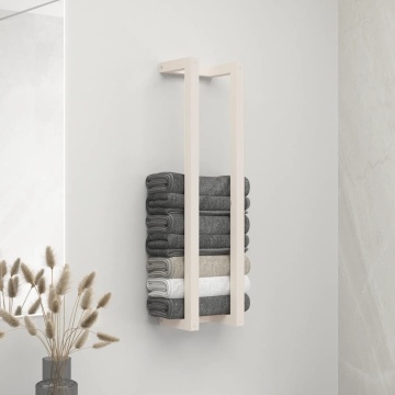Suport pentru prosoape, alb, 23x18x90 cm, lemn masiv de pin - Img 1