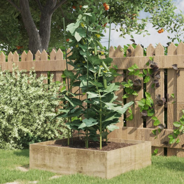 Suport plante de grădină cu 3 inele, 5 buc, verde, 45 cm, oțel - Img 1