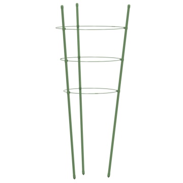 Suport plante de grădină cu 3 inele, 5 buc, verde, 60 cm, oțel - Img 4