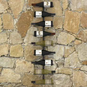 Suport sticle de vin de perete, 9 sticle, negru, fier - Img 6
