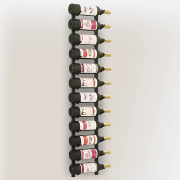 Suport sticle de vin montat pe perete, 12 sticle, negru, fier - Img 6