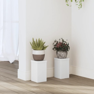 Suporturi de plante, 2 buc., alb, 10x10x18 cm, lemn prelucrat - Img 1