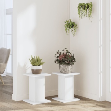Suporturi de plante, 2 buc., alb, 30x30x40 cm, lemn prelucrat - Img 3