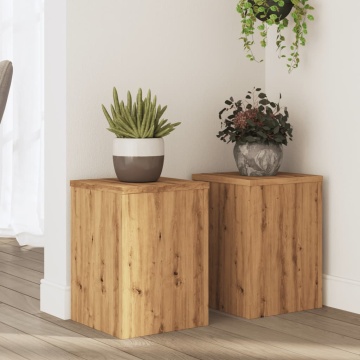 Suporturi de plante, 2 buc., stejar artizanal, 25x25x35cm, lemn - Img 1