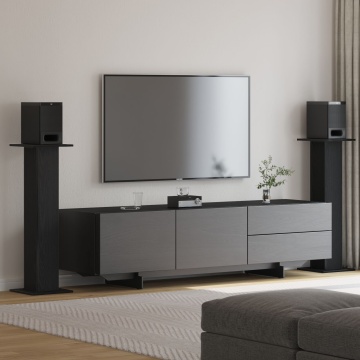 Suporturi pentru boxe 2 buc Black Oak 30x30x95 cm din lemn îngineresc - Img 1