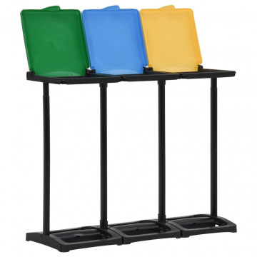Suporturi pentru saci de gunoi cu capac 240-330 L multicolor PP - Img 1