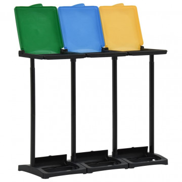 Suporturi pentru saci de gunoi cu capac 240-330 L multicolor PP - Img 2