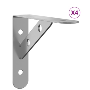 Suporturi rafturi, 4 buc., 15x2,5x11,5 cm argintiu oțel inox. - Img 2