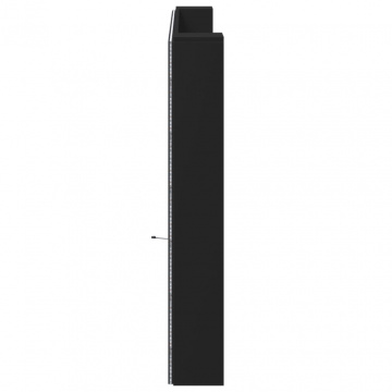 Tăblie cu dulap și LED, negru, 200x16,5x103,5 cm - Img 6
