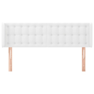 Tăblie de pat cu aripioare alb 147x16x78/88 cm piele ecologică - Img 3