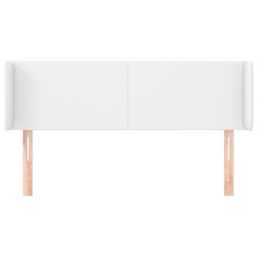 Tăblie de pat cu aripioare alb 147x16x78/88 cm piele ecologică - Img 3