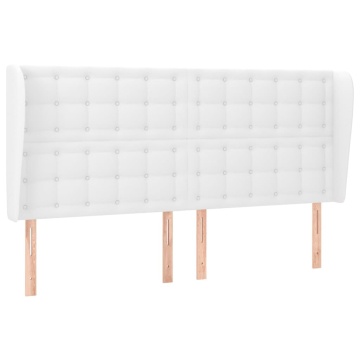 Tăblie de pat cu aripioare, alb, 163x23x118/128 cm, piele eco - Img 2