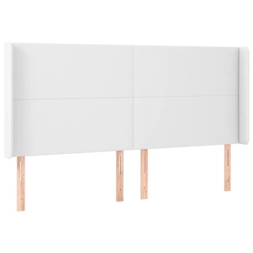 Tăblie de pat cu aripioare, alb, 183x16x118/128 cm, piele eco - Img 2