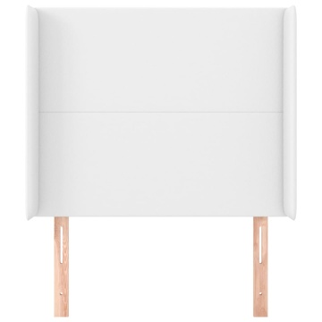 Tăblie de pat cu aripioare, alb, 83x16x118/128 cm, piele eco - Img 3