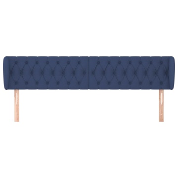 Tăblie de pat cu aripioare, albastru, 183x23x78/88 cm textil - Img 3