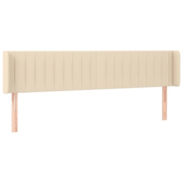 Tăblie de pat cu aripioare, crem, 203x16x78/88 cm textil - Img 2