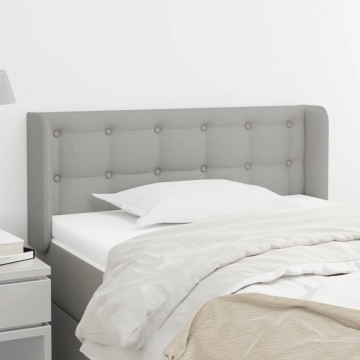 Tăblie de pat cu aripioare gri deschis 103x16x78/88 cm textil - Img 1