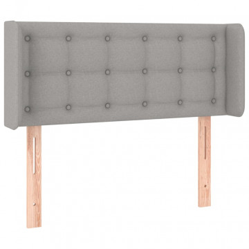 Tăblie de pat cu aripioare gri deschis 103x16x78/88 cm textil - Img 2