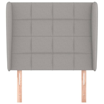 Tăblie de pat cu aripioare gri deschis 103x23x118/128 cm textil - Img 3