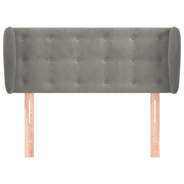Tăblie de pat cu aripioare gri deschis 103x23x78/88 cm catifea - Img 3