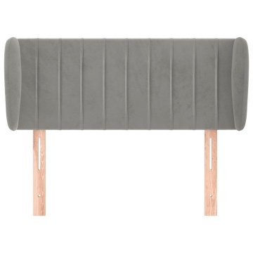 Tăblie de pat cu aripioare gri deschis 103x23x78/88 cm catifea - Img 3