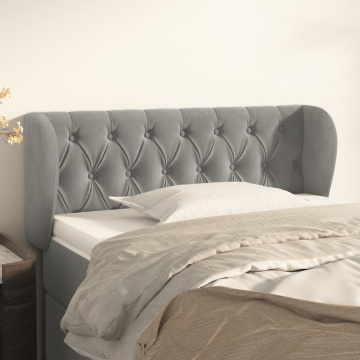 Tăblie de pat cu aripioare gri deschis 103x23x78/88 cm catifea - Img 1